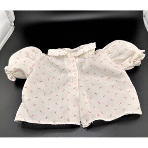 Happy Kids Vtg 1980s Doll Shirt White Pink Rosebuds Fits 16” Like CPK Coleco